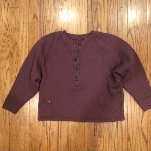 Madewell MWL Betterterry Henley Manor Purple Sweatshirt Loungewear Top - Picture 5 of 7